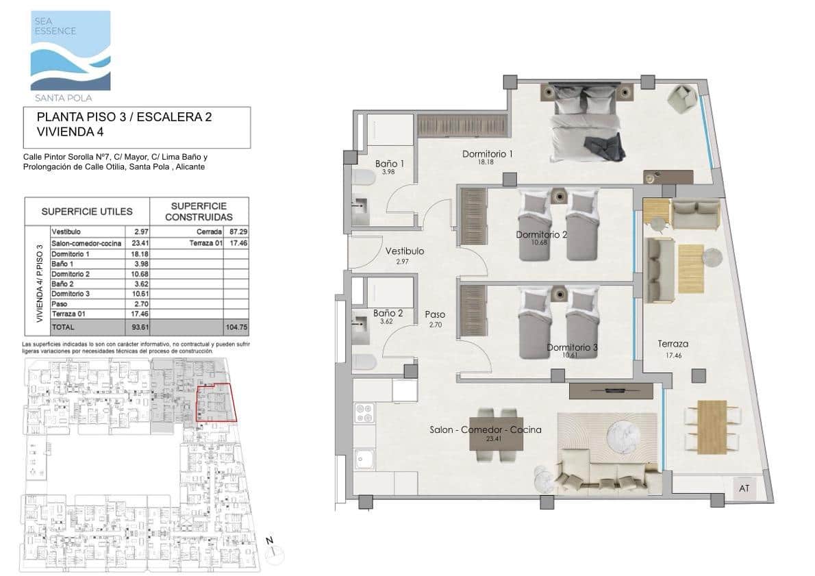 2 slaapkamer Flat te koop in Santa Pola met zwembad garage - € 298.000 (Ref: 8383586)
