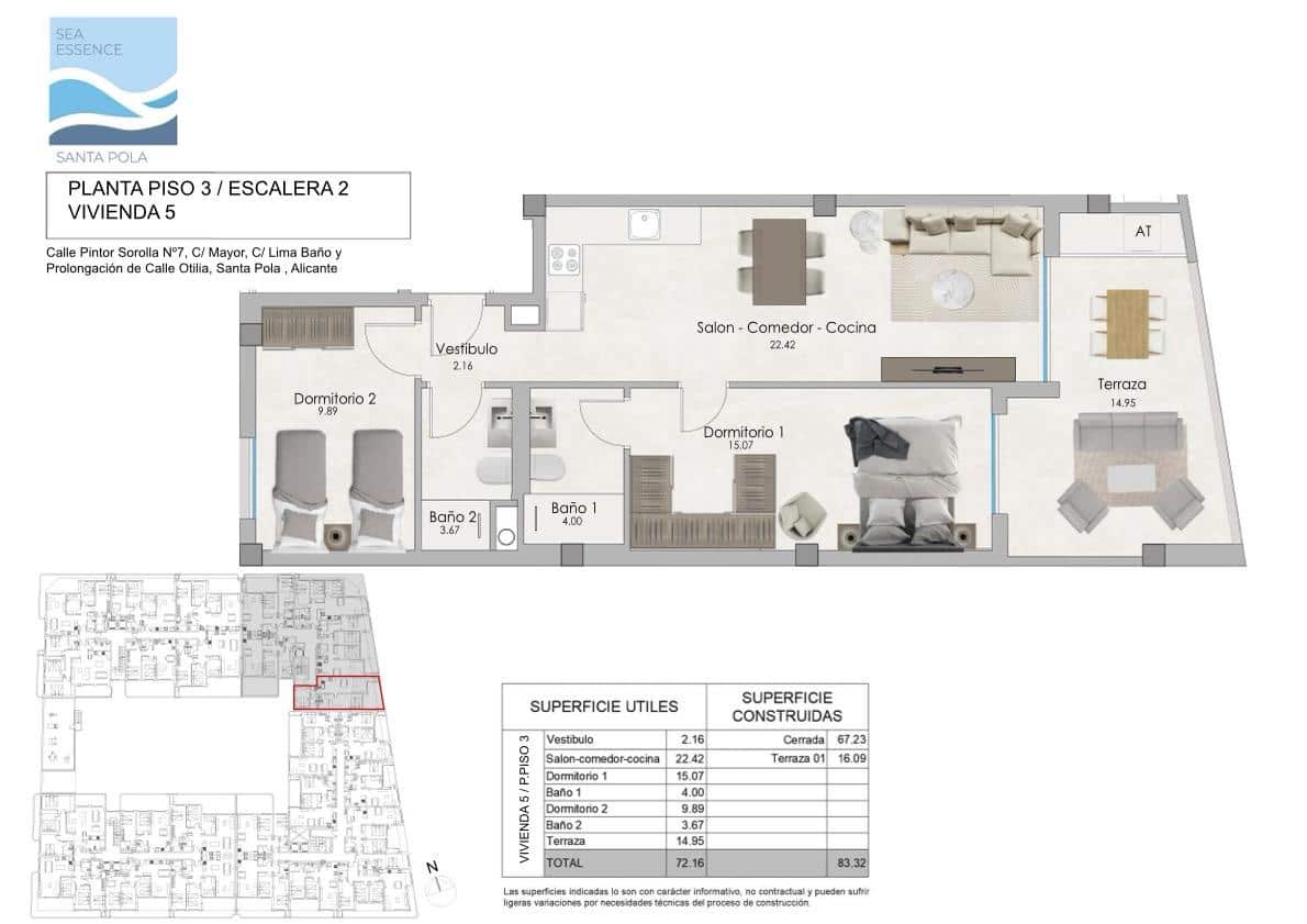 2 slaapkamer Flat te koop in Santa Pola met zwembad garage - € 298.000 (Ref: 8383586)