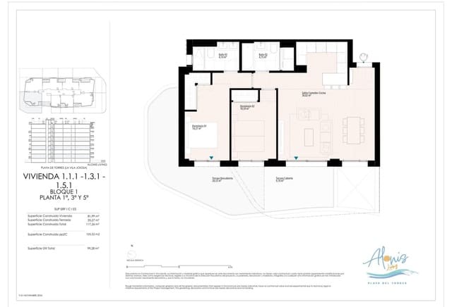 2 makuuhuone Asunto myytävänä paikassa Platja Vila Joiosa - Platja de Torres, La Villajoyosa / Vila Joiosa mukana uima-altaan 
autotalli - 370 000 € (Ref: 8835255)