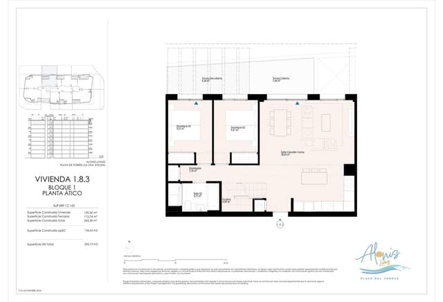 2 makuuhuone Asunto myytävänä paikassa Platja Vila Joiosa - Platja de Torres, La Villajoyosa / Vila Joiosa mukana uima-altaan 
autotalli - 370 000 € (Ref: 8835255)