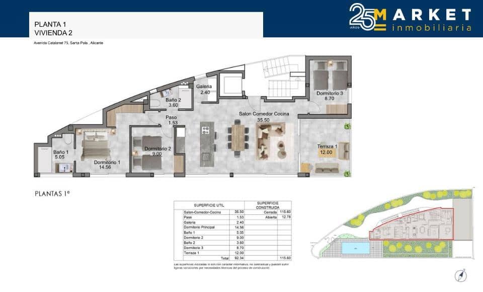 3 soverom Leilighet til salgs i Santa Pola med svømmebasseng garasje - € 690 000 (Ref: 9002636)