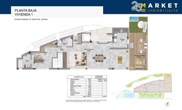 3 sypialnia Mieszkanie na sprzedaż w Calas Santa Pola Este, Santa Pola z basenem garażem - 690 000 € (Ref: 9002636)