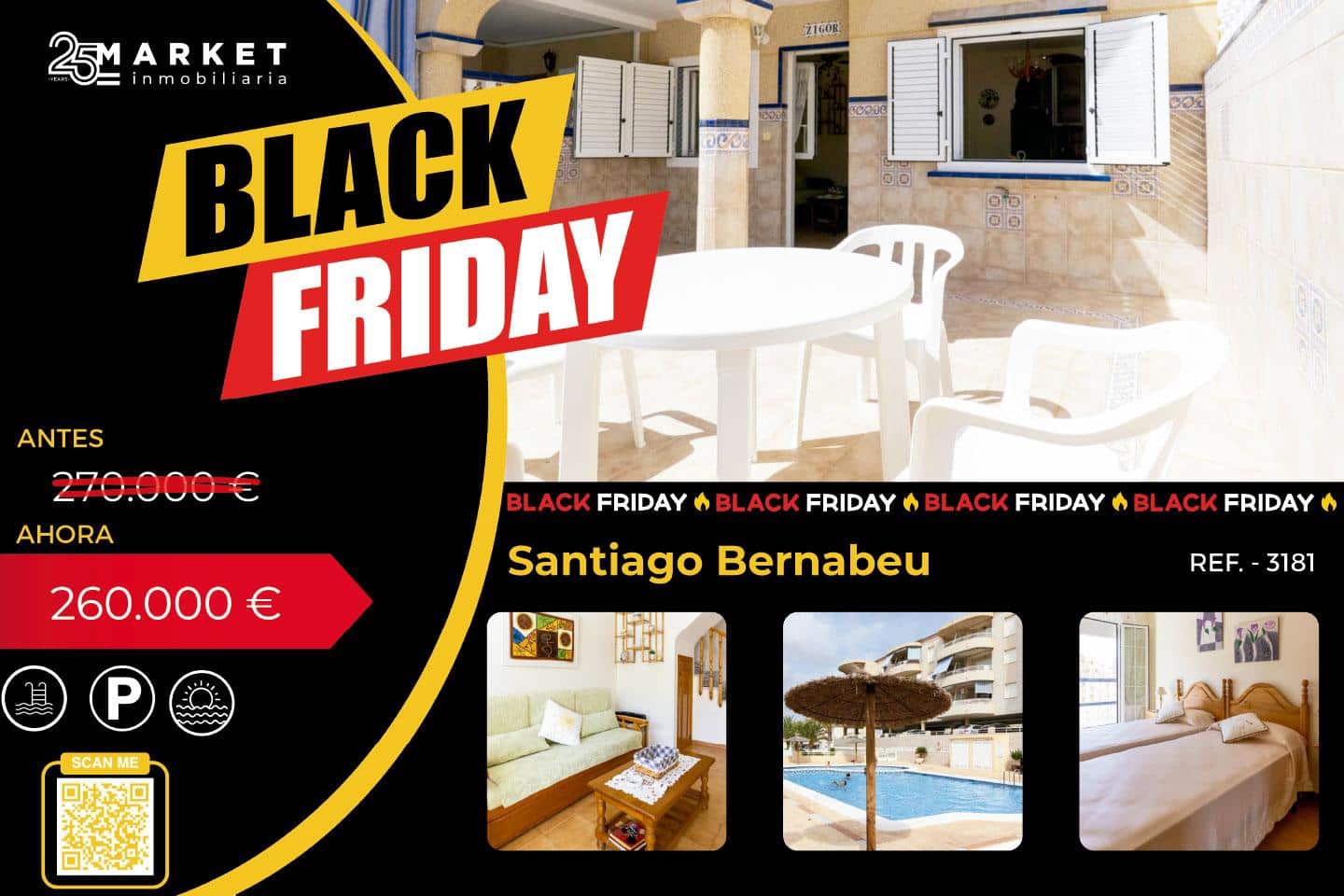 3 soveværelse Bungalow til salg i Santa Pola med swimmingpool - € 260.000 (Ref: 9219178)