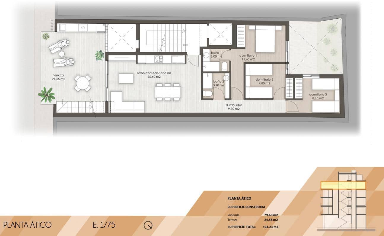 3 bedroom Flat for sale in Santa Pola with pool - € 399,000 (Ref: 9517978)
