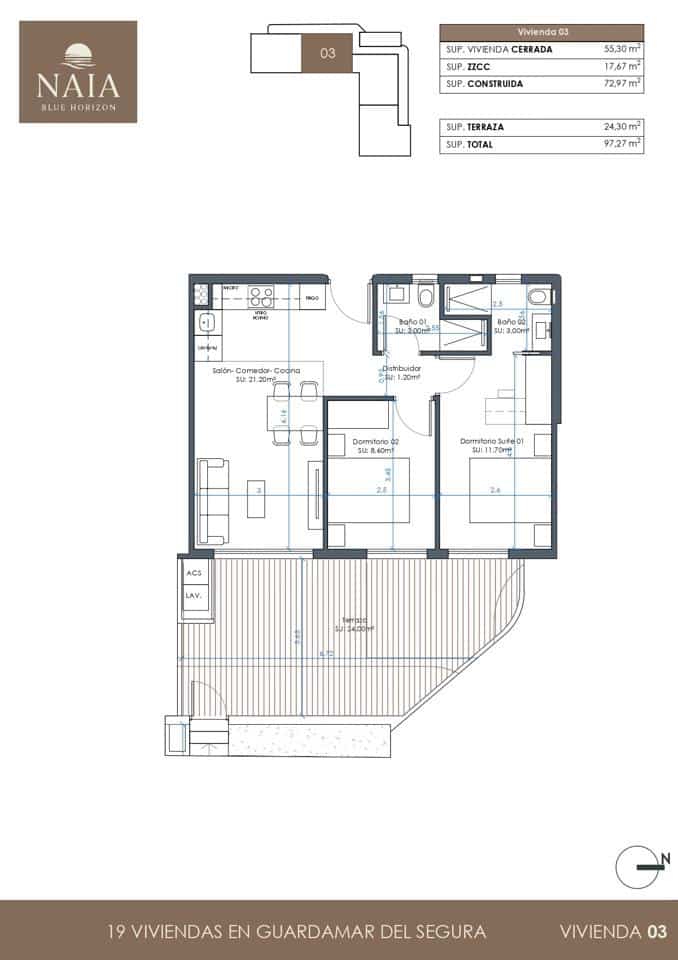 2 bedroom Flat for sale in Guardamar del Segura with pool garage - € 302,000 (Ref: 9687633)