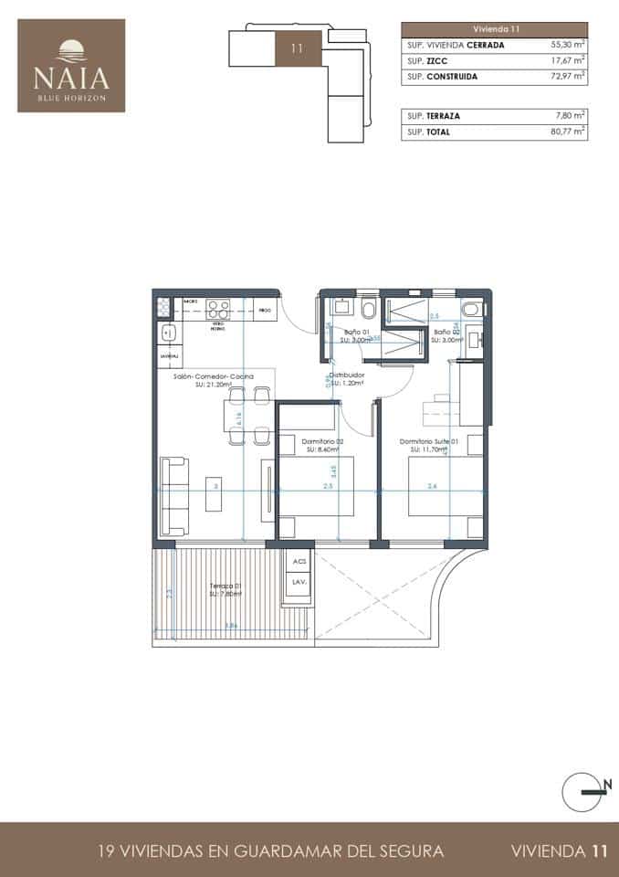 2 bedroom Flat for sale in Guardamar del Segura with pool garage - € 302,000 (Ref: 9687633)