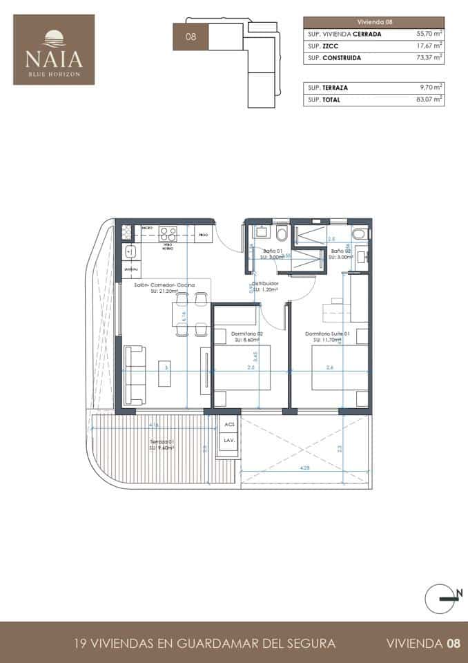2 bedroom Flat for sale in Guardamar del Segura with pool garage - € 302,000 (Ref: 9687633)