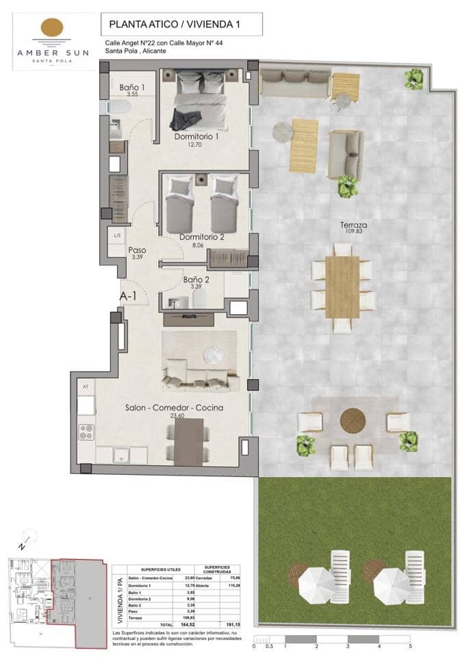 2 bedroom Flat for sale in Santa Pola with pool - € 365,000 (Ref: 9965798)