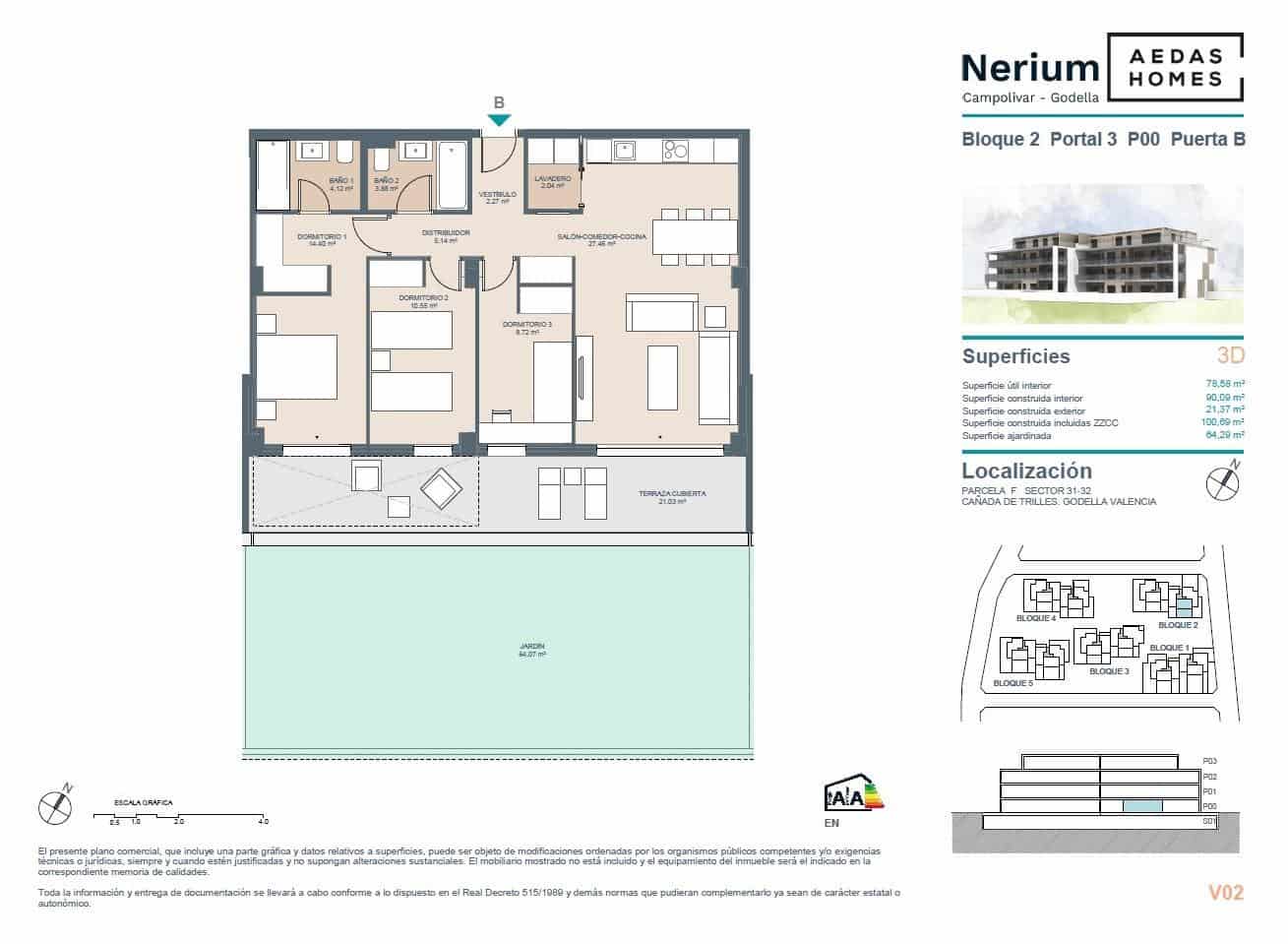 3 slaapkamer Flat te koop in Godella met zwembad garage - € 466.000 (Ref: 9436237)