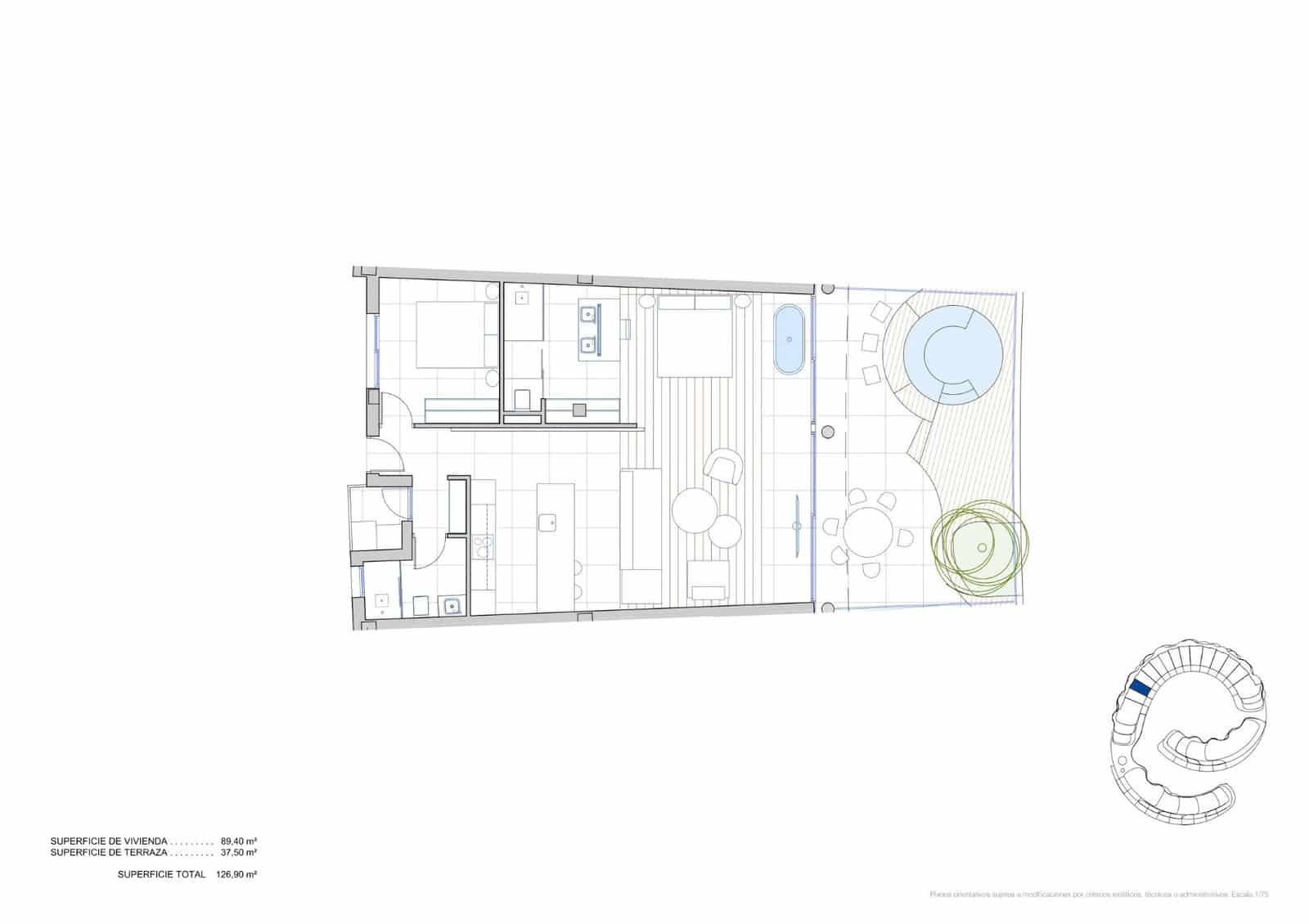 2 sypialnia Penthouse na sprzedaż w Carvajal z basenem garażem - 1 190 000 € (Ref: 9756573)