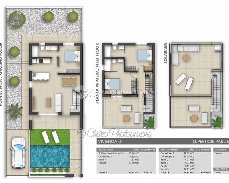 3 soverom Villa til salgs i Pilar de la Horadada med svømmebasseng - € 469 000 (Ref: 9489992)