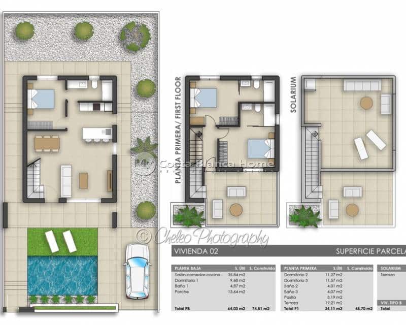 3 soverom Villa til salgs i Pilar de la Horadada med svømmebasseng - € 469 000 (Ref: 9489992)