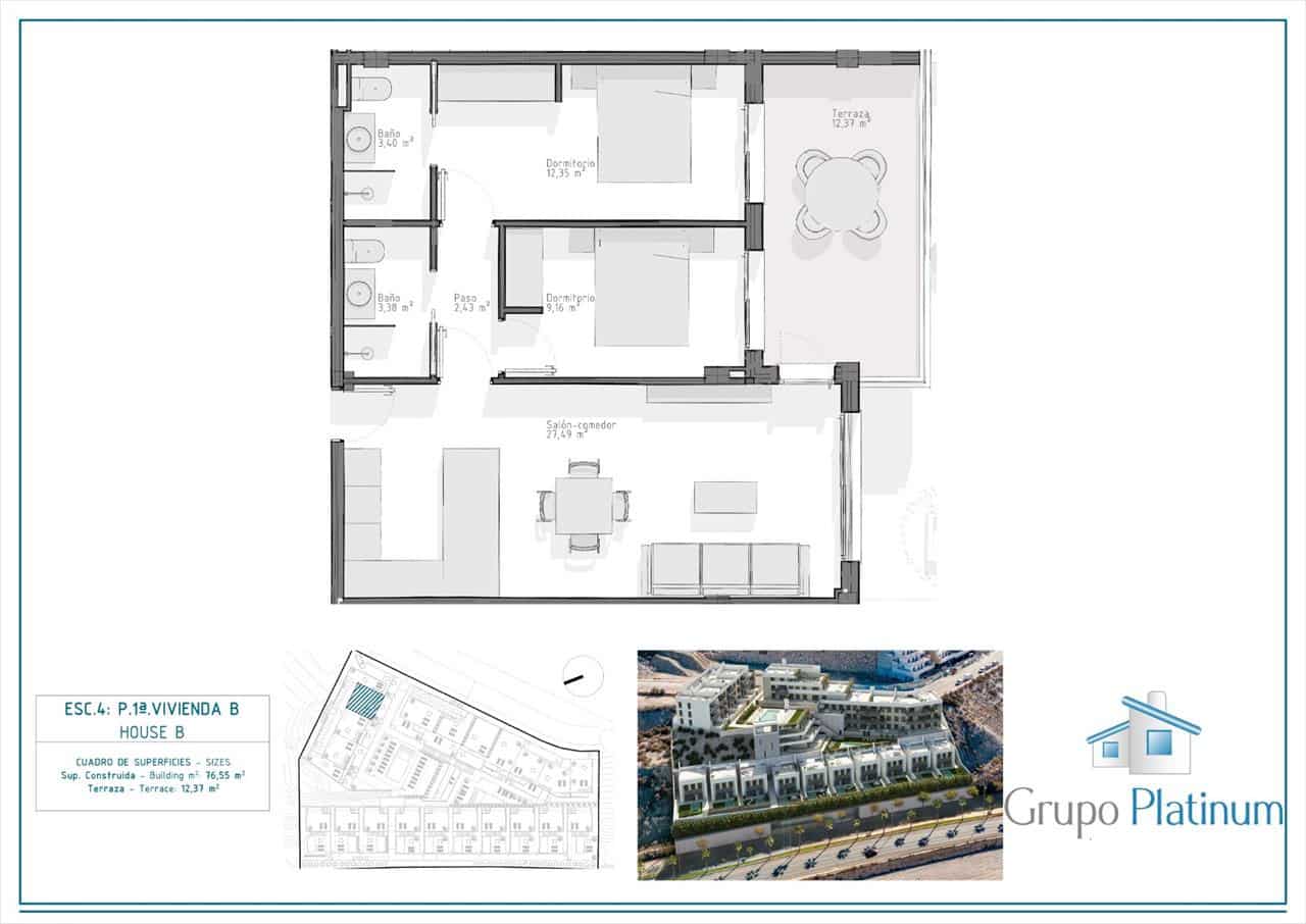 2 slaapkamer Appartement te koop in Aguilas met zwembad - € 267.000 (Ref: 8178195)