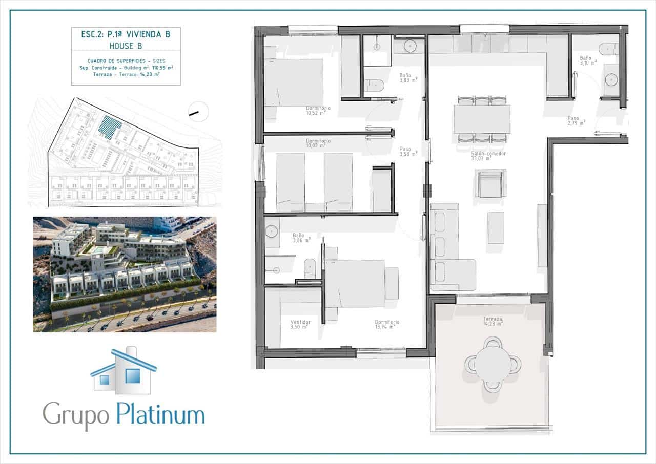 3 slaapkamer Appartement te koop in Aguilas met zwembad - € 288.000 (Ref: 8178198)