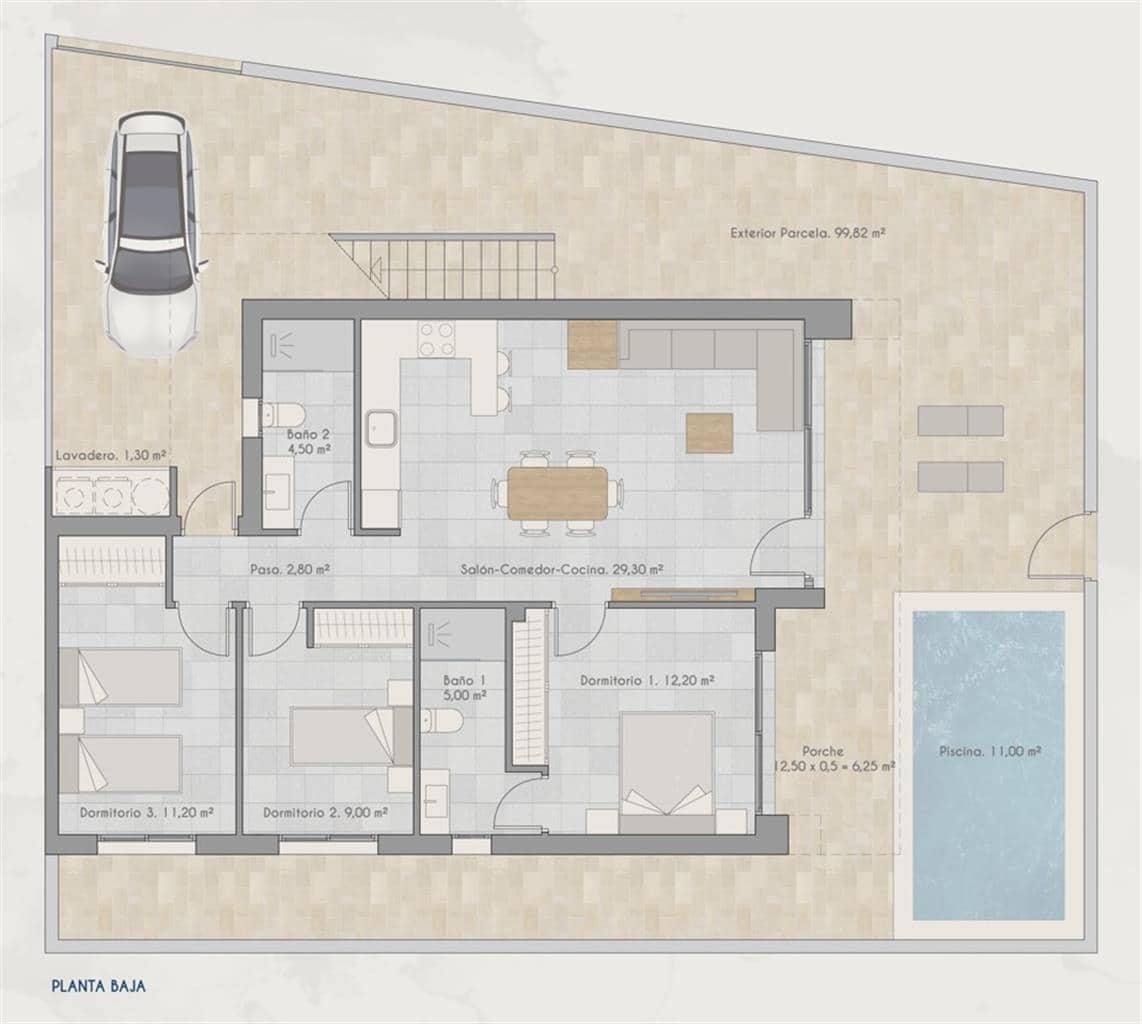 3 slaapkamer Rijtjeshuis te koop in Torre-Pacheco met zwembad - € 319.000 (Ref: 8721883)