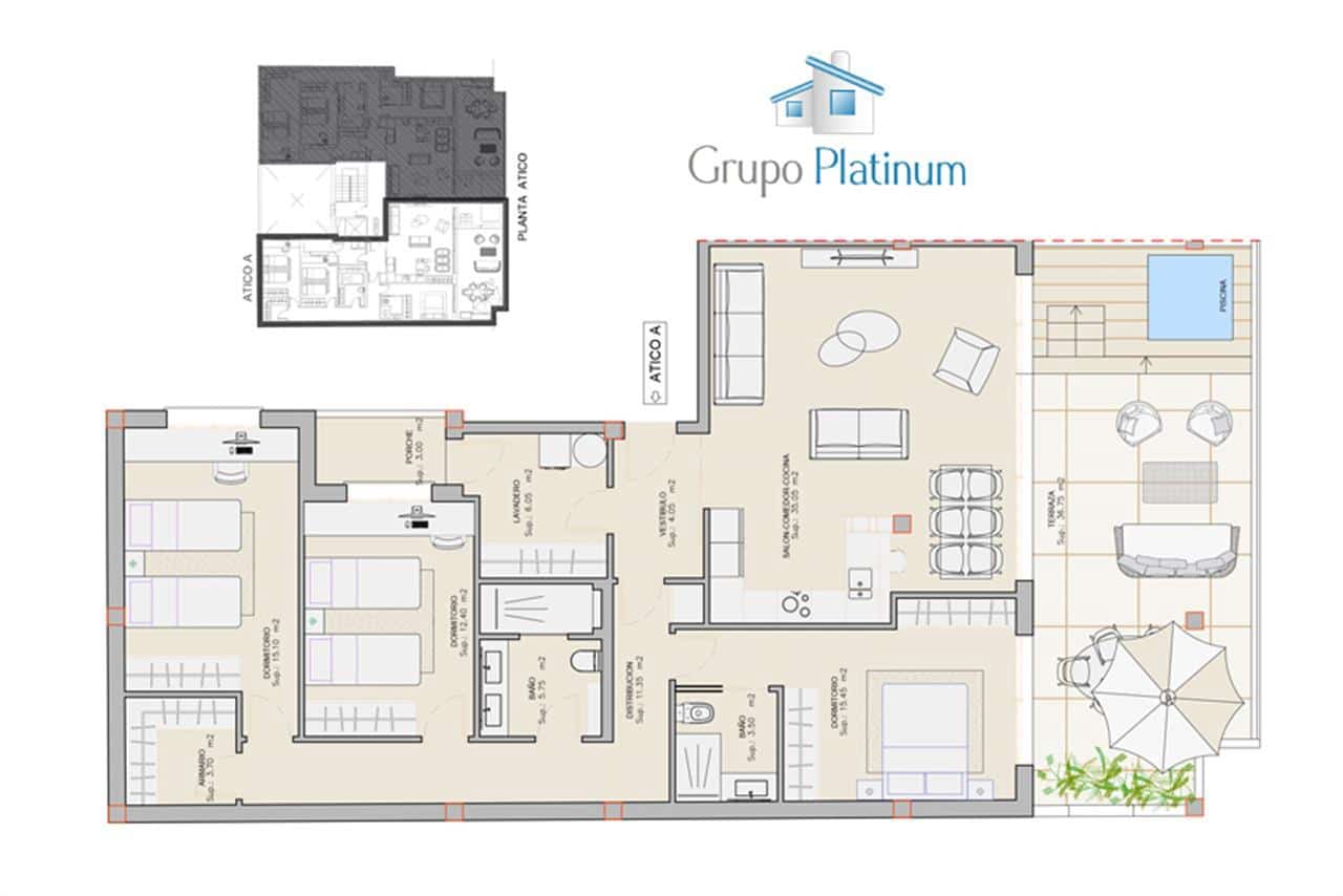 3 soveværelse Penthouse til salg i Aguilas med swimmingpool - € 400.000 (Ref: 9264197)