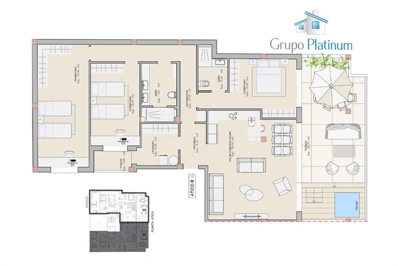 3 soveværelse Penthouse til salg i Aguilas med swimmingpool - € 400.000 (Ref: 9264198)