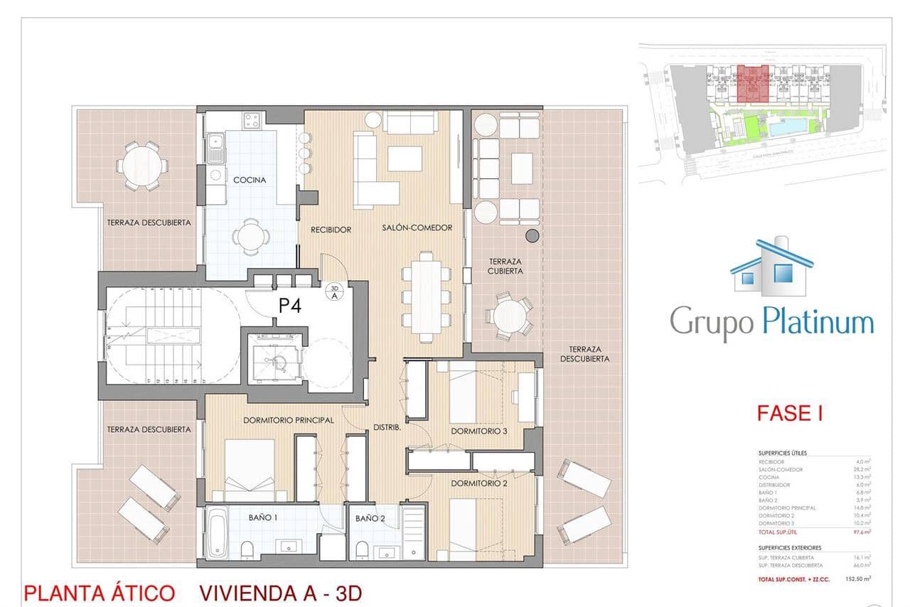 3 soveværelse Penthouse til salg i Aguilas med swimmingpool - € 462.000 (Ref: 9303267)