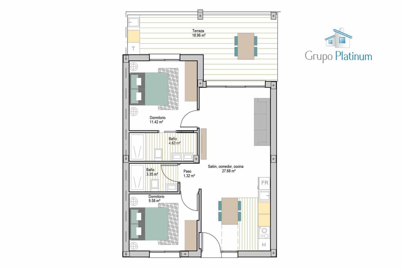 2 bedroom Apartment for sale in San Javier with pool - € 226,900 (Ref: 9726500)