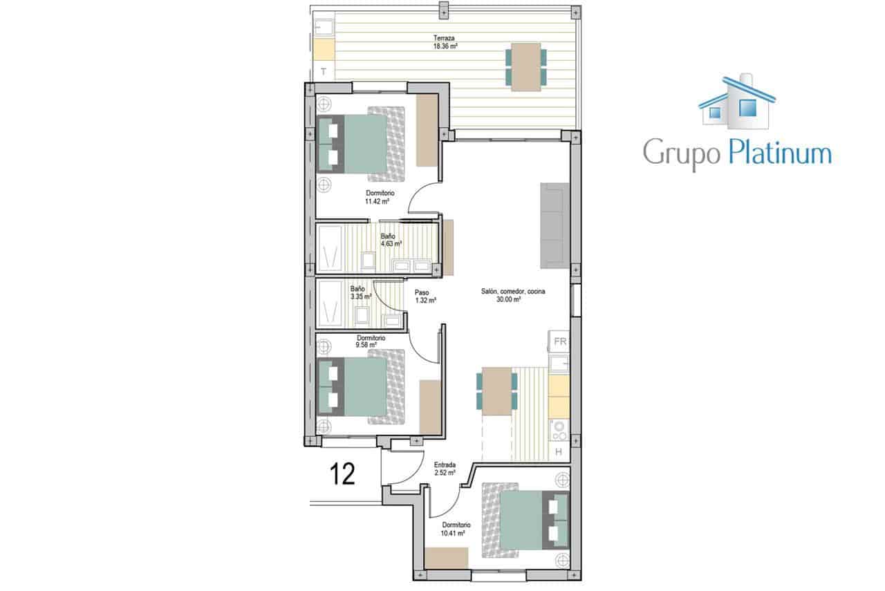 3 bedroom Apartment for sale in San Javier with pool - € 246,900 (Ref: 9726501)