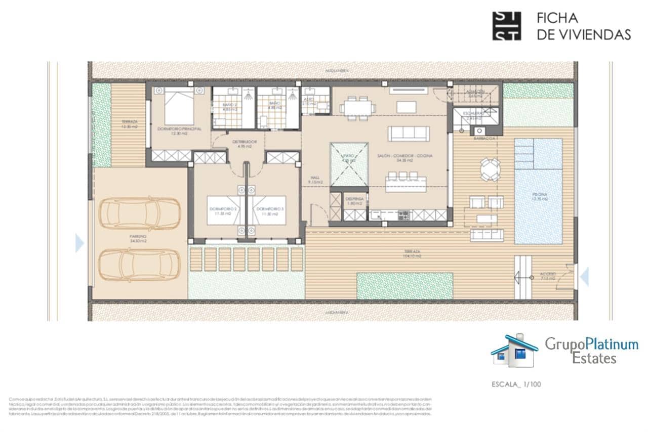 3 soveværelse Villa til salg i San Juan de los Terreros med swimmingpool - € 369.075 (Ref: 9845216)