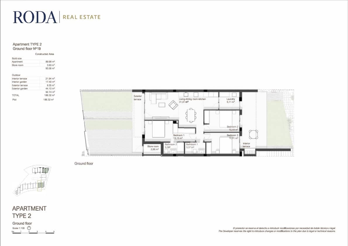3 soverom Leilighet til salgs i Roda med svømmebasseng garasje - € 359 000 (Ref: 10059520)