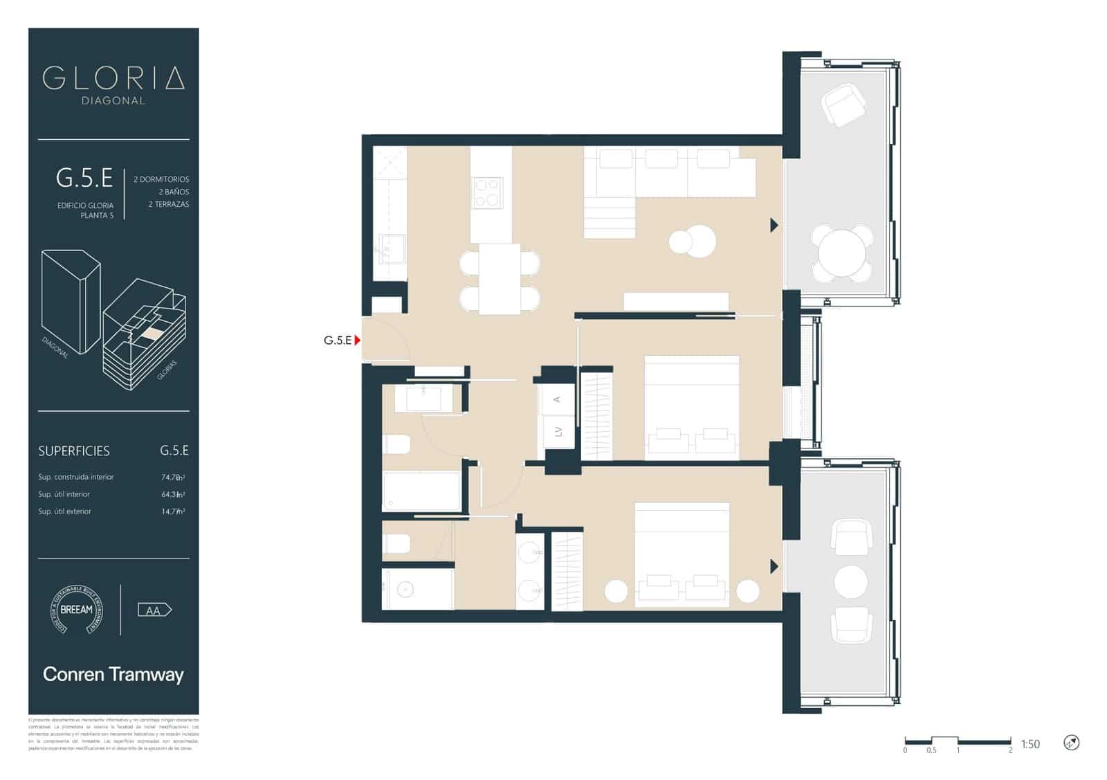 Apartamento de 2 habitaciones en Barcelona ciudad en venta con piscina - 1.070.000 € (Ref: 9855310)