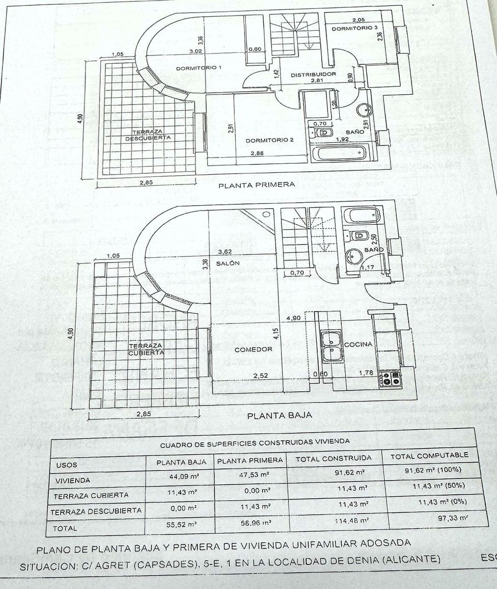 3 makuuhuone Rivitalo myytävänä paikassa Denia mukana uima-altaan - 320 000 € (Ref: 9927403)