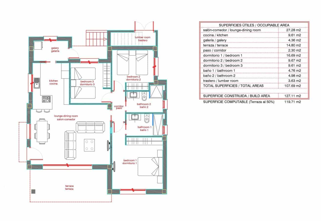 3 bedroom Villa for sale in Rafal with pool garage - € 415,000 (Ref: 9650693)