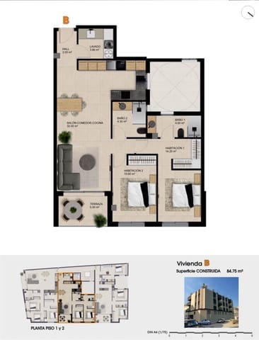 2 sovrum Lägenhet till salu i Catral med pool - 195 000 € (Ref: 9671101)
