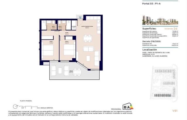 2 chambre Appartement à vendre à Almerimar, El Ejido avec piscine garage - 251 000 € (Ref: 8781693)