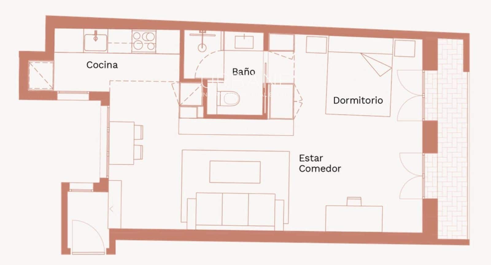 Appartement de 1 chambre à louer à Barcelone ville - 1 550 € (Ref: 10007763)