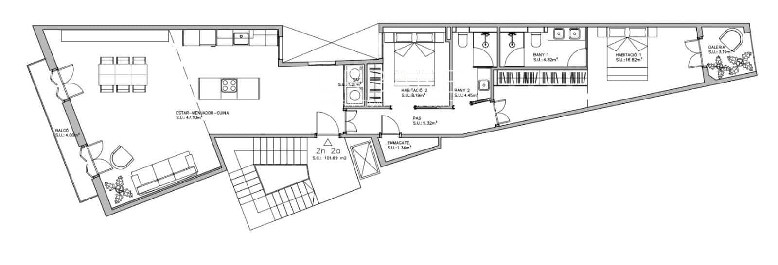 2 soveværelse Lejlighed til salg i Barcelona by - € 875.000 (Ref: 9100181)