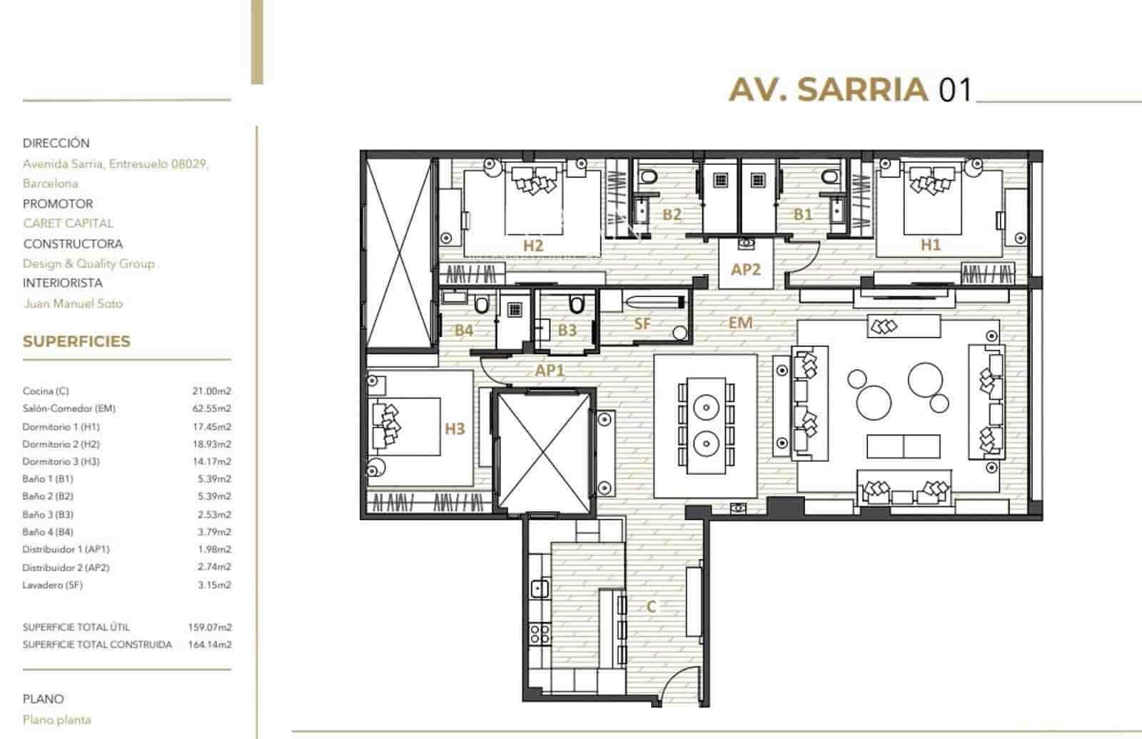 3 soverom Leilighet til salgs i Barcelona by - € 925 000 (Ref: 9200958)