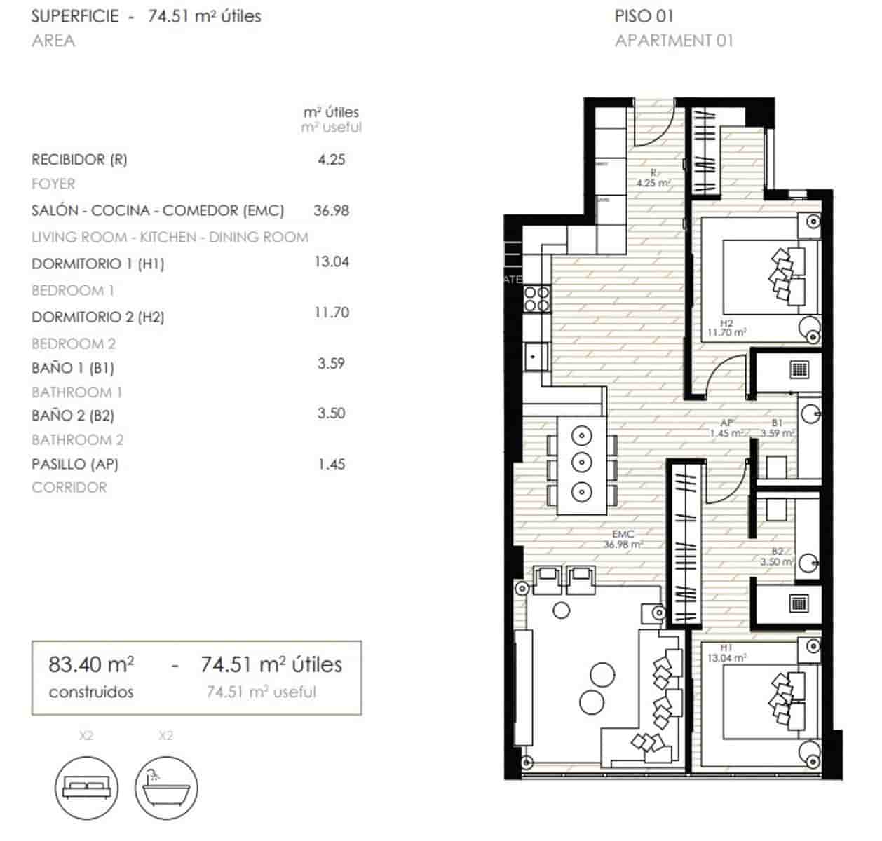 2 makuuhuone Asunto myytävänä paikassa Barcelona kaupunki - 535 000 € (Ref: 9821493)