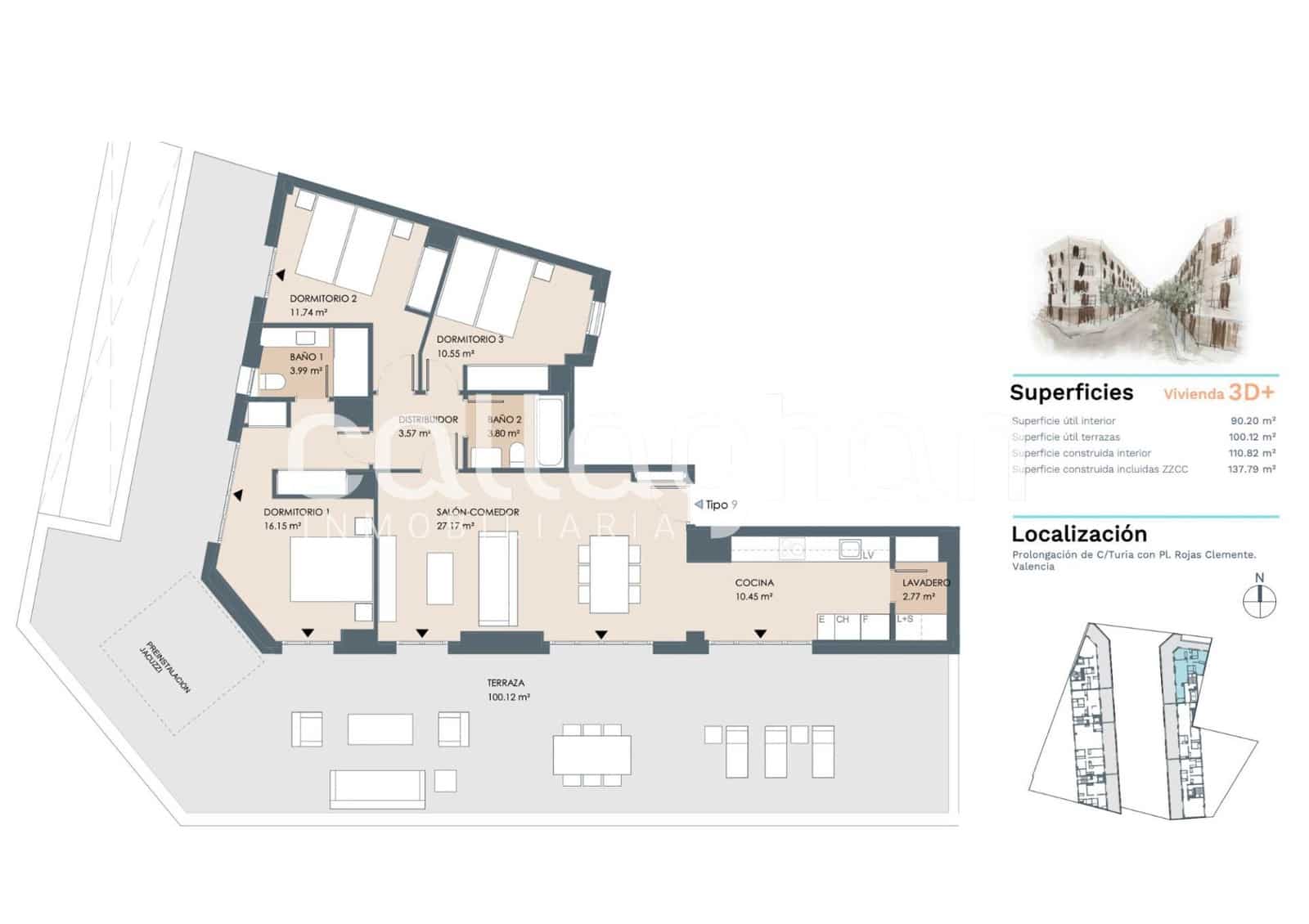 3 soveværelse Penthouse til salg i Valencia by med swimmingpool garage - € 1.150.000 (Ref: 10166854)