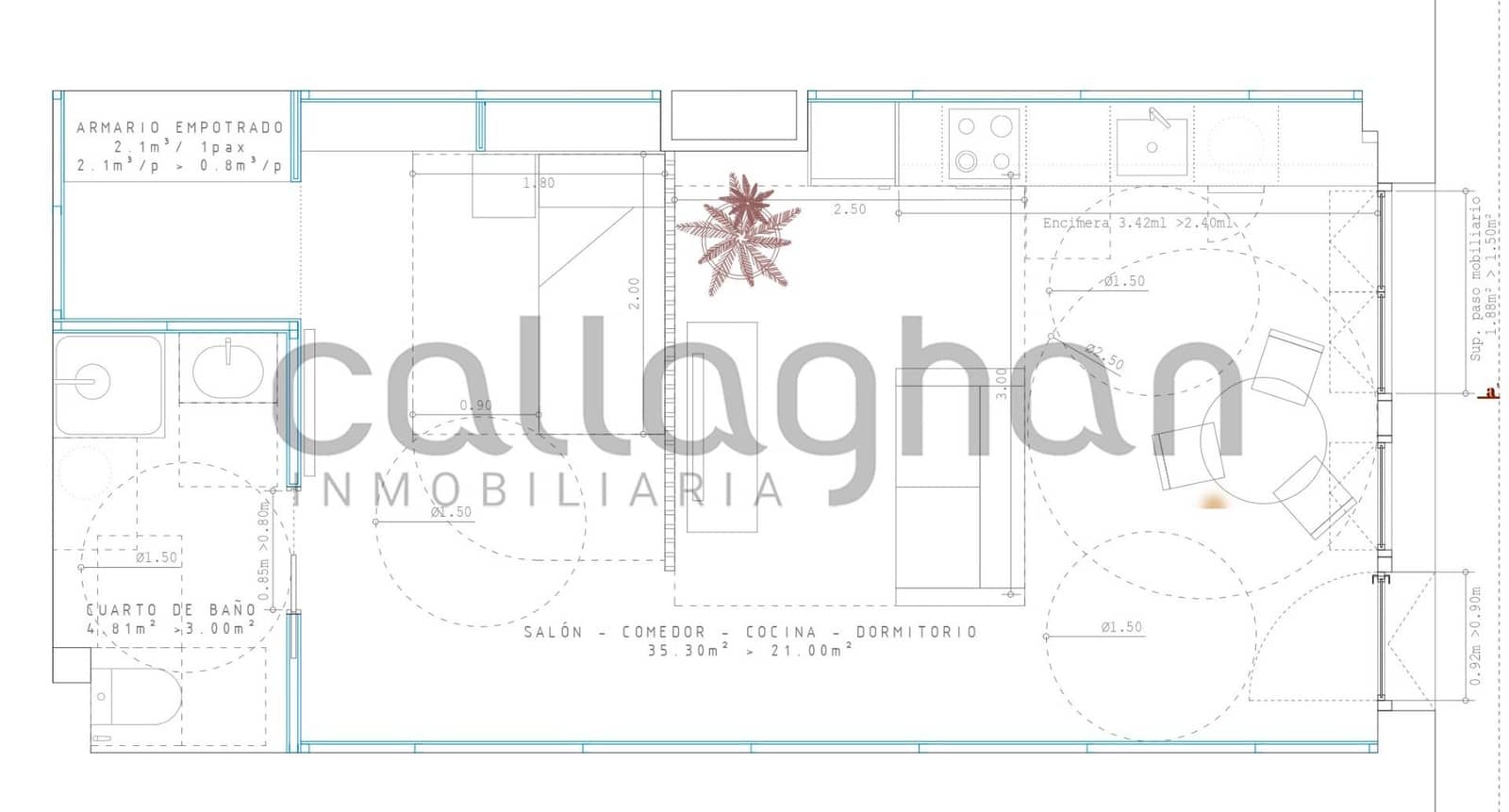1 sypialnia Studio do wynajęcia w Miasto Walencja - 990 € (Ref: 9257540)