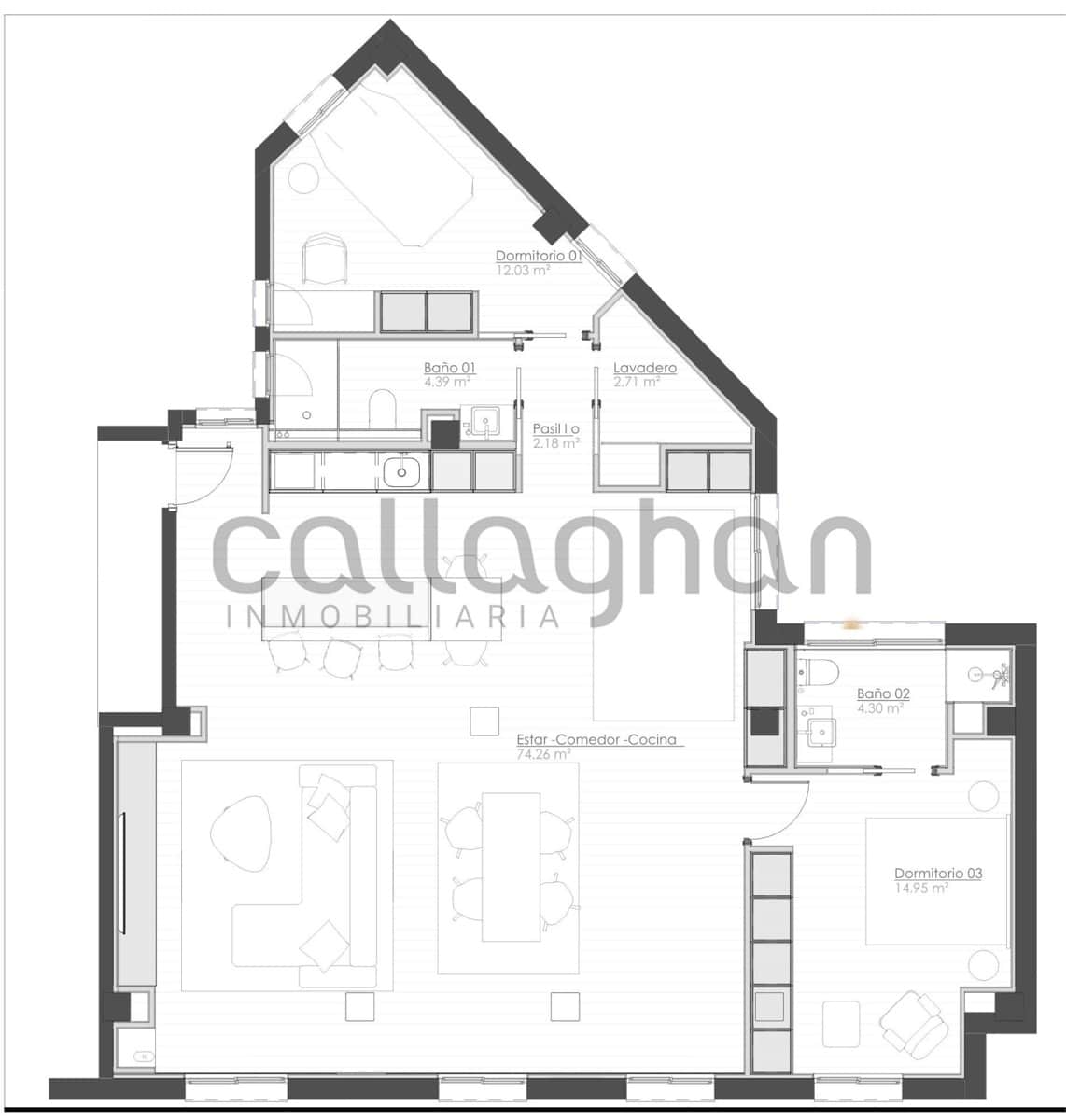 3 sypialnia Mieszkanie na sprzedaż w Miasto Walencja - 645 000 € (Ref: 9812292)