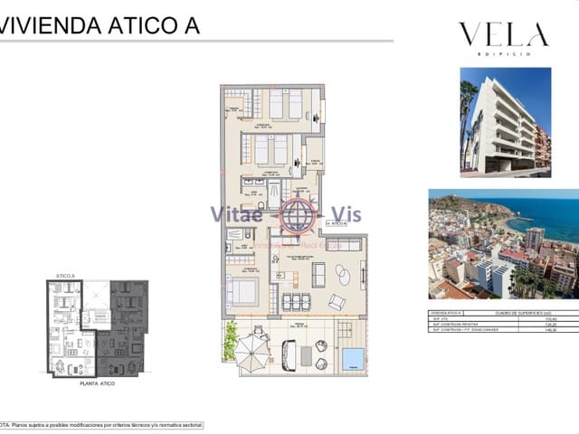 3 soveværelse Penthouse til salg i Casco Antiguo, Aguilas med garage - € 400.000 (Ref: 9666278)