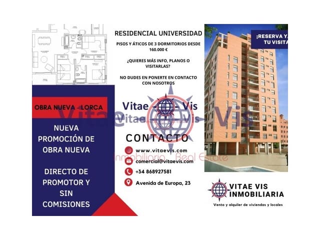 3 makuuhuone Asunto myytävänä paikassa Lorca mukana 
autotalli - 160 000 € (Ref: 9747763)