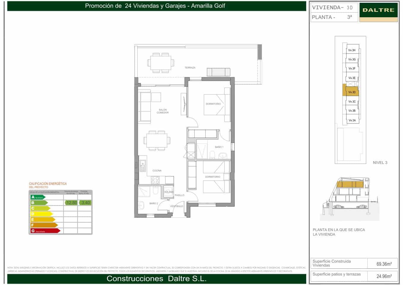 2 sypialnia Mieszkanie na sprzedaż w Amarilla Golf z basenem garażem - 340 000 € (Ref: 8969363)