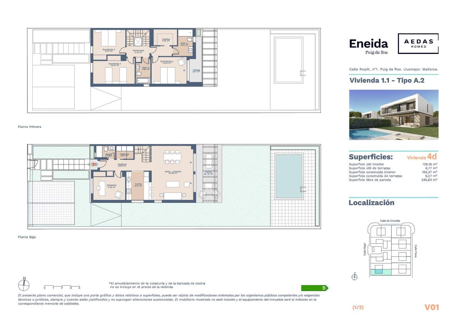 4 sypialnia Dom blizniak na sprzedaż w Llucmajor z basenem garażem - 970 000 € (Ref: 7529625)