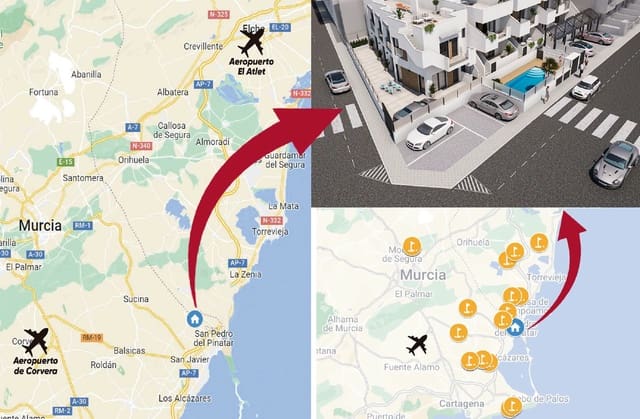 Bungalow de 3 habitaciones en San Pedro del Pinatar ciudad, San Pedro del Pinatar en venta con piscina garaje - 269.900 € (Ref: 9278708)