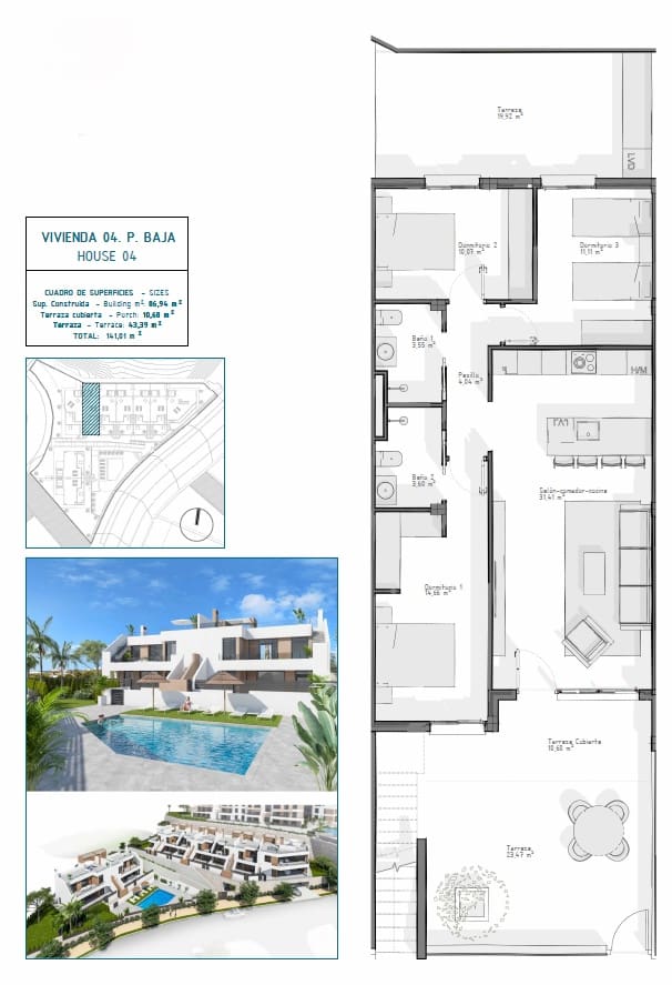 3 soverom Bungalow til salgs i Vera med svømmebasseng garasje - € 268 500 (Ref: 9289813)