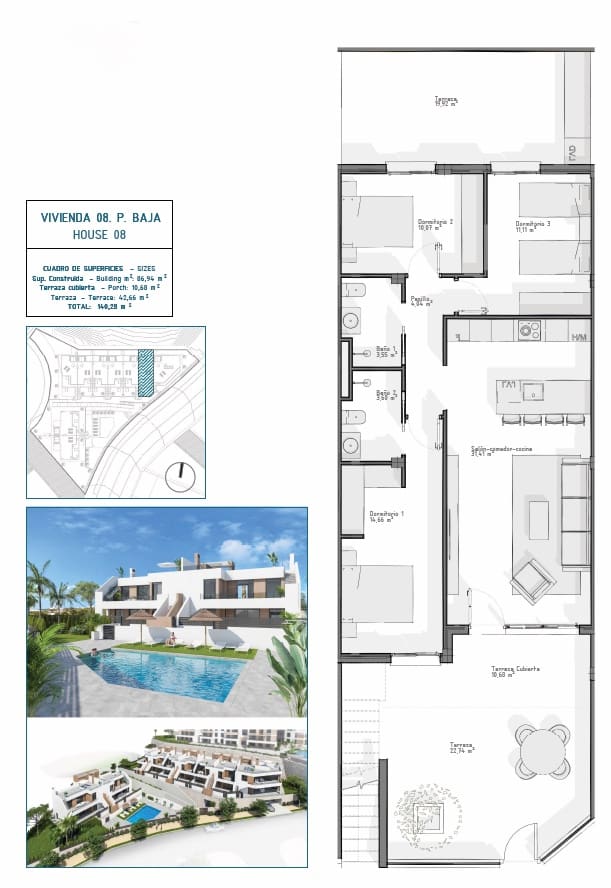 3 soverom Bungalow til salgs i Vera med svømmebasseng garasje - € 268 500 (Ref: 9289813)