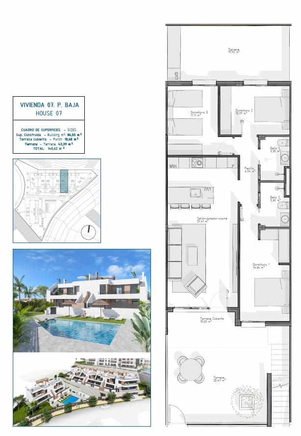 3 soverom Bungalow til salgs i Vera med svømmebasseng garasje - € 268 500 (Ref: 9289813)
