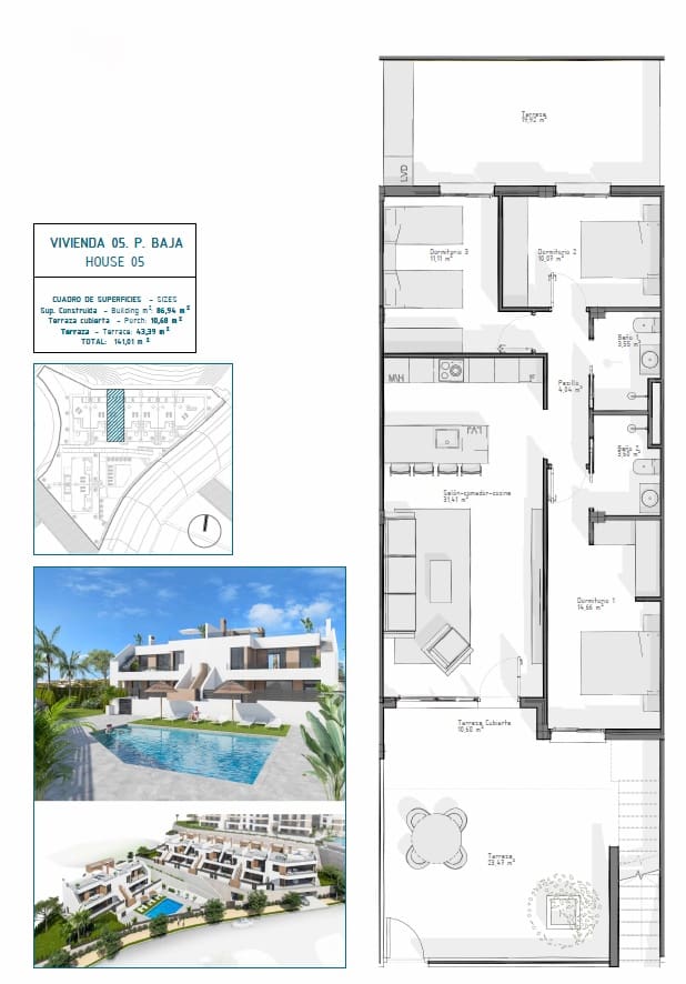 3 soverom Bungalow til salgs i Vera med svømmebasseng garasje - € 268 500 (Ref: 9289813)