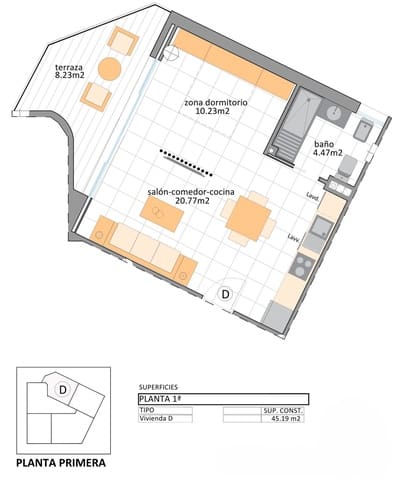 1 bedroom Apartment for sale in San Pedro del Pinatar ciudad, San Pedro del Pinatar with pool - € 129,900 (Ref: 9519400)