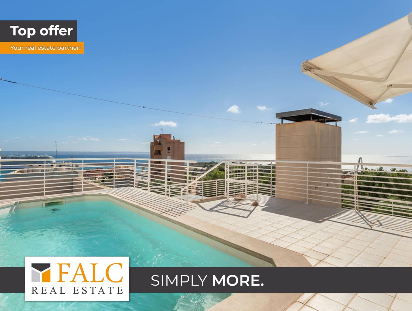 4 soverom Penthouse til salgs i Palma de Mallorca med svømmebasseng garasje - € 1 950 000 (Ref: 9521783)