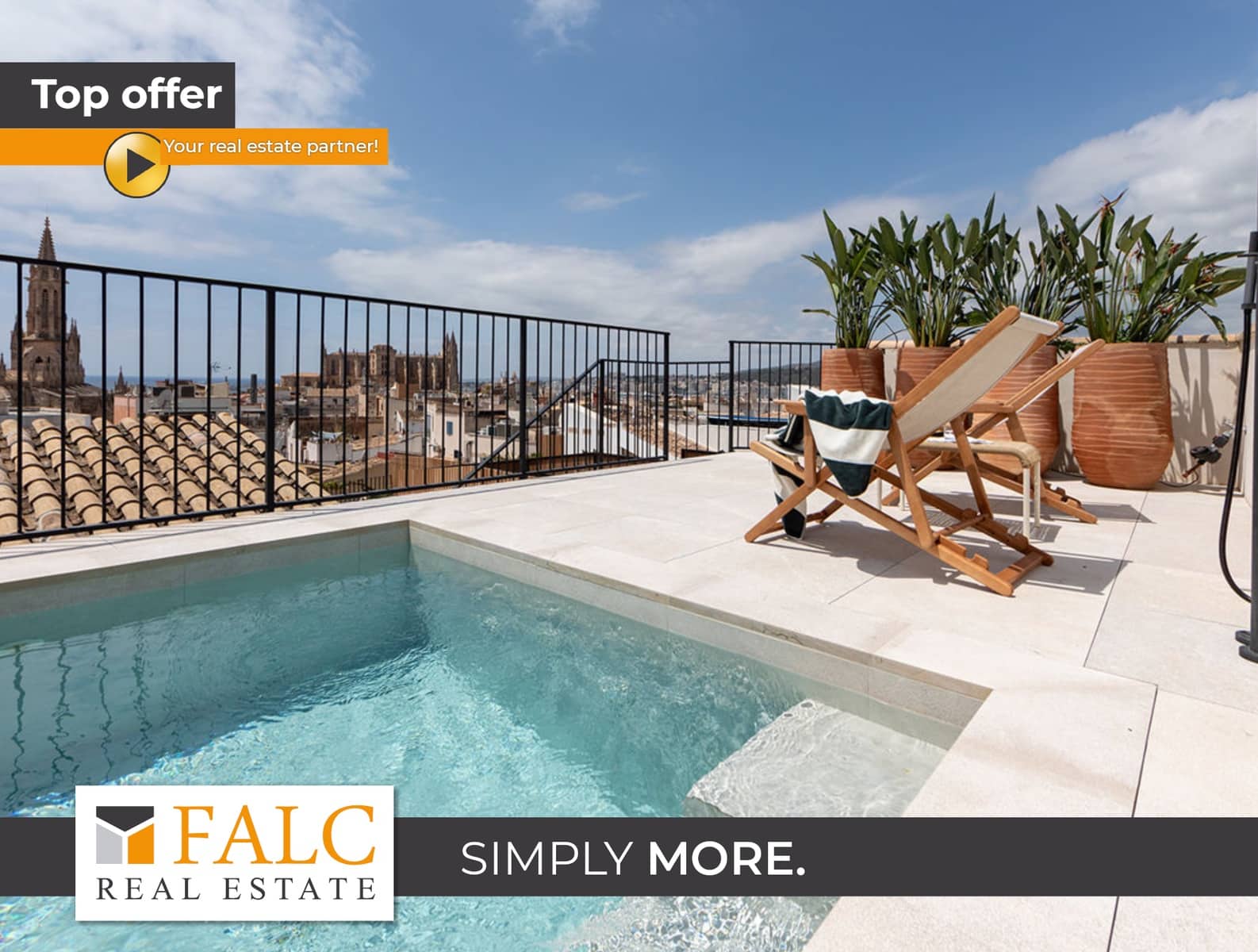 2 makuuhuone Kattohuoneisto myytävänä paikassa Palma de Mallorca mukana uima-altaan - 3 950 000 € (Ref: 9588140)